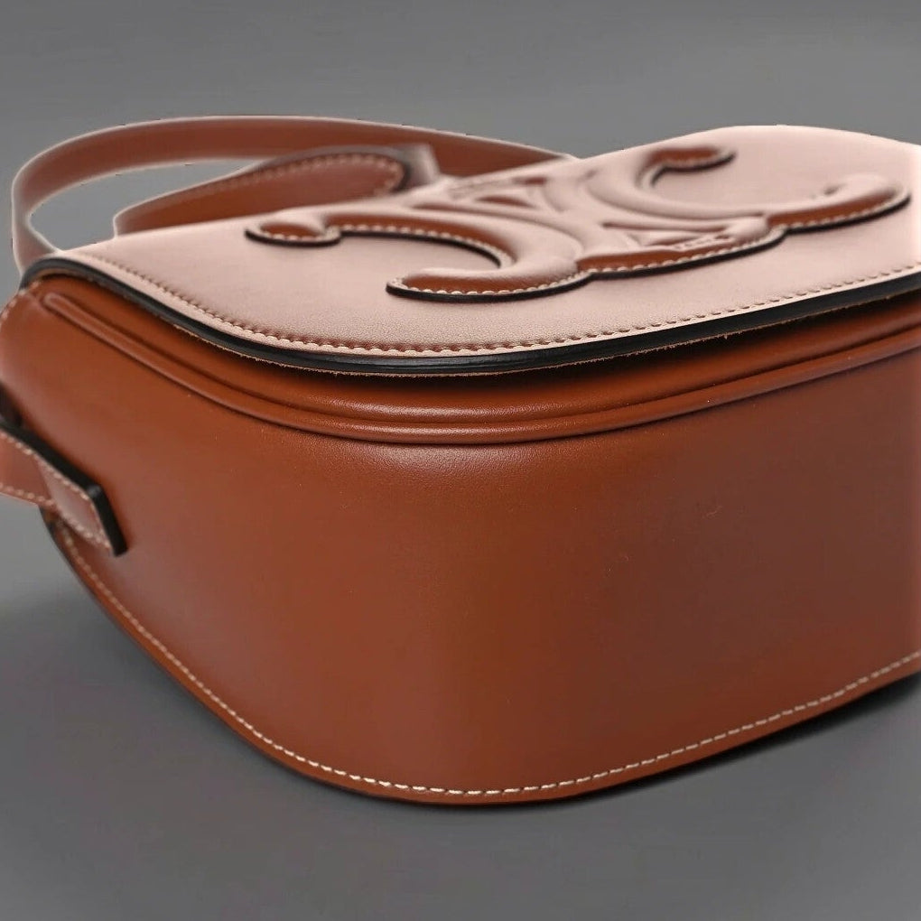 Smooth Calfskin Cuir Triomphe Folco Crossbody Bag Tan