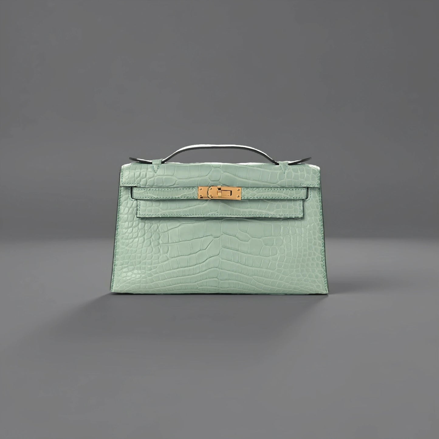 Matte Alligator Kelly Pochette Vert D'eau