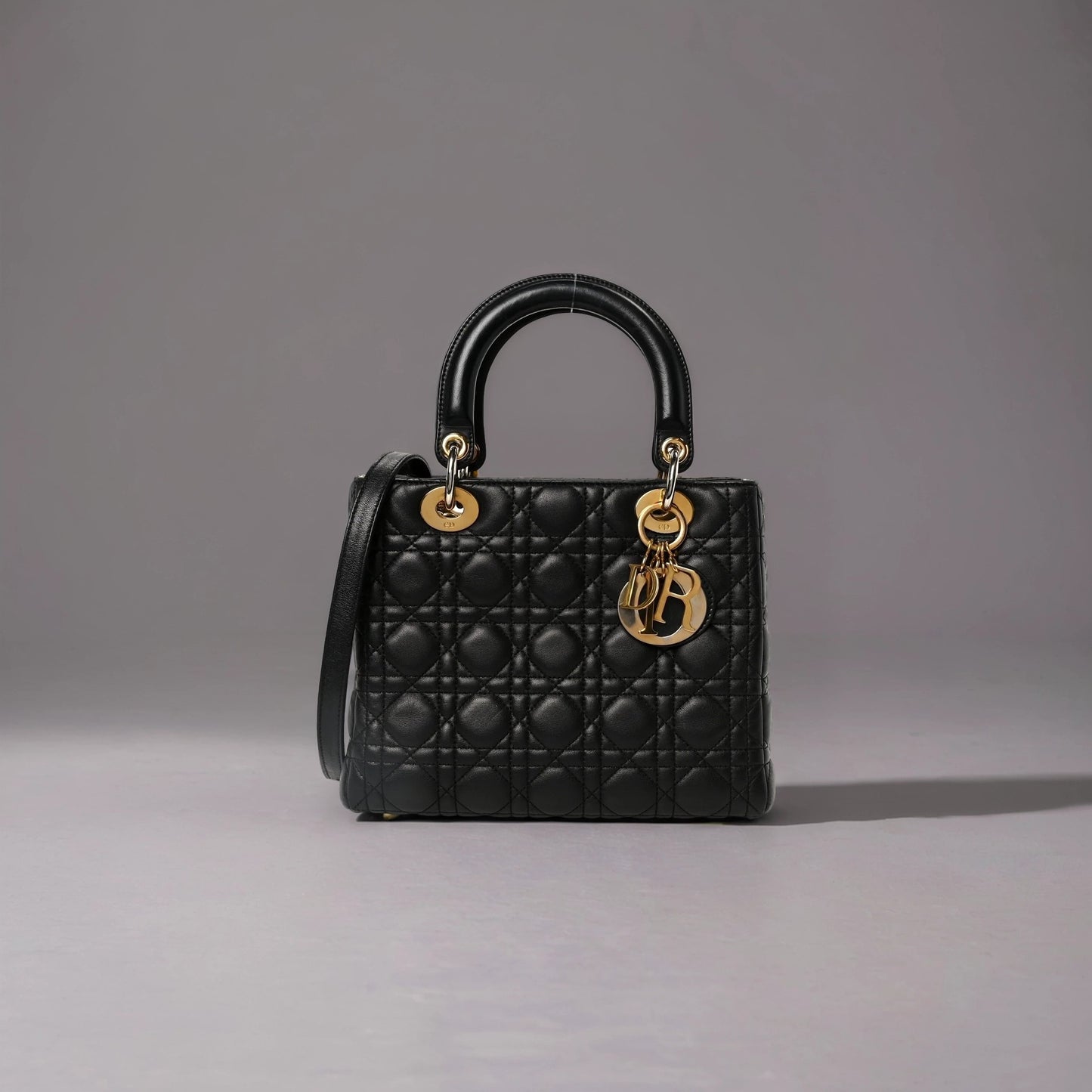 Lambskin Cannage Medium Lady Dior Black