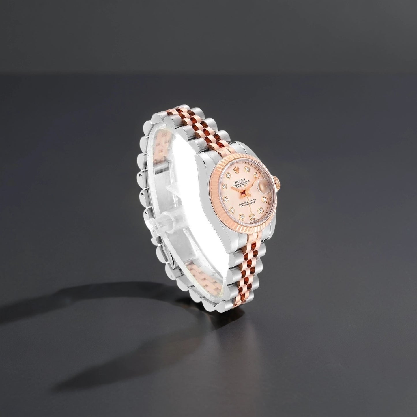 Rolex Datejust 26mm Steel Rose Gold Diamond Dial Ladies Watch