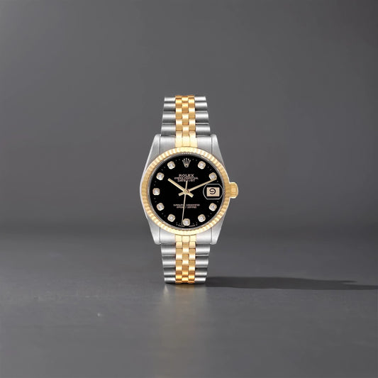 Rolex Datejust 31mm Midsize Diamond Steel Yellow Gold Black