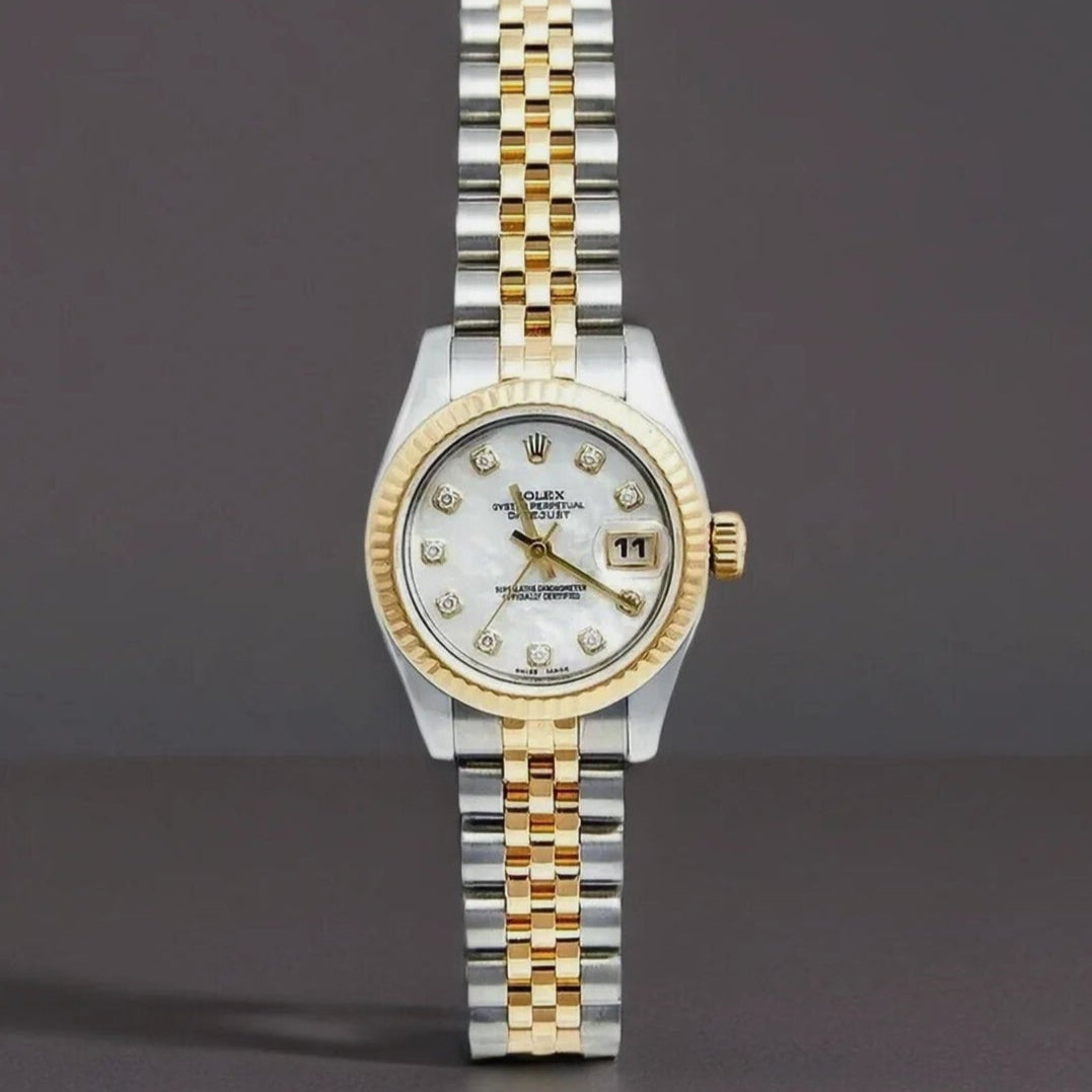 Rolex Mother of Pearl 18K Yellow Gold Stainless Steel Diamond Datejust