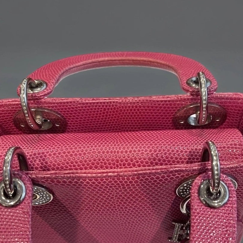 Lizard Swarovski Crystal Mini Lady Dior Pink