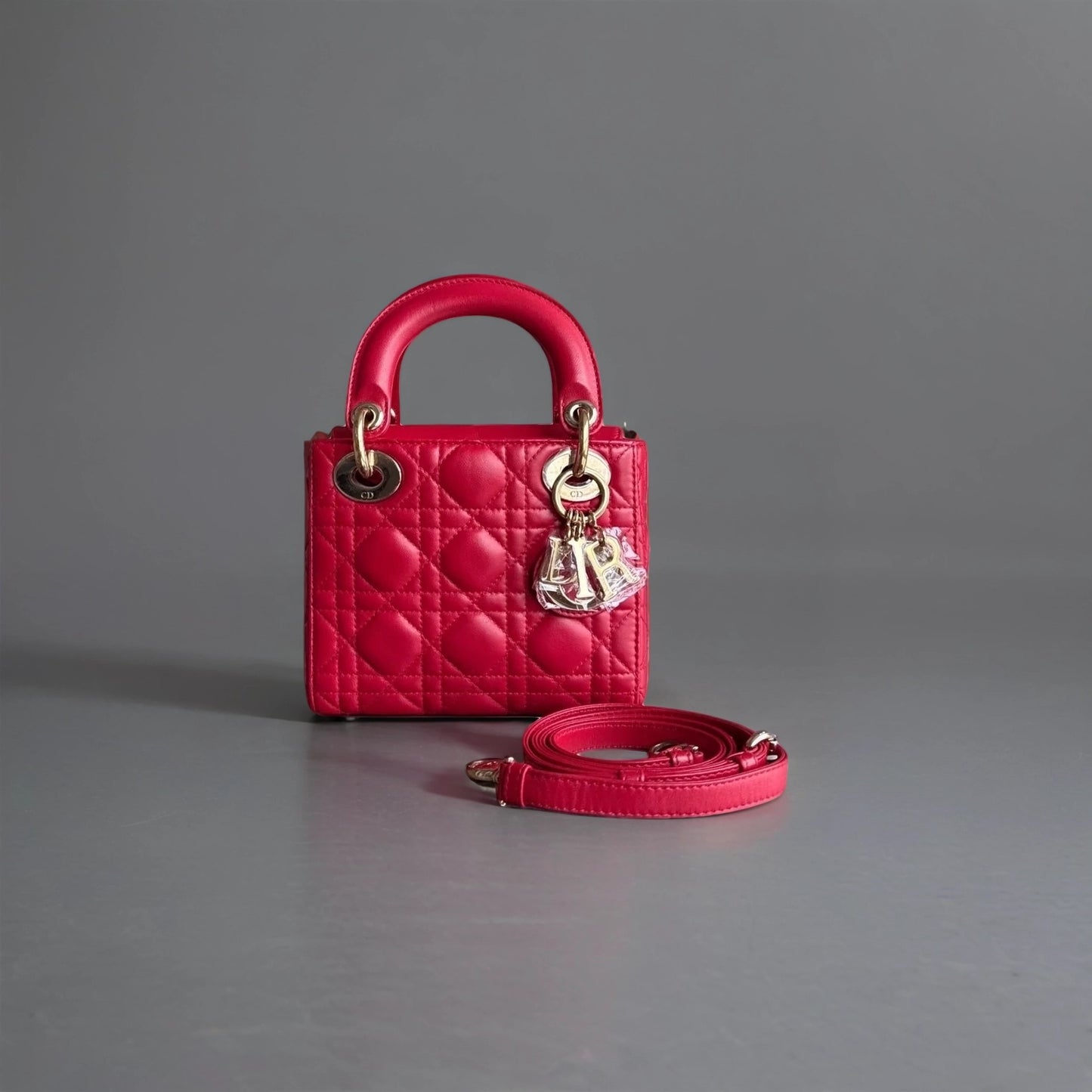 Lambskin Cannage Mini Lady Dior Red