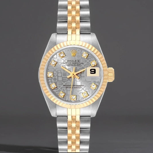 Rolex Datejust 26 Steel Yellow Gold Silver Computer Diamond Dial  Watch