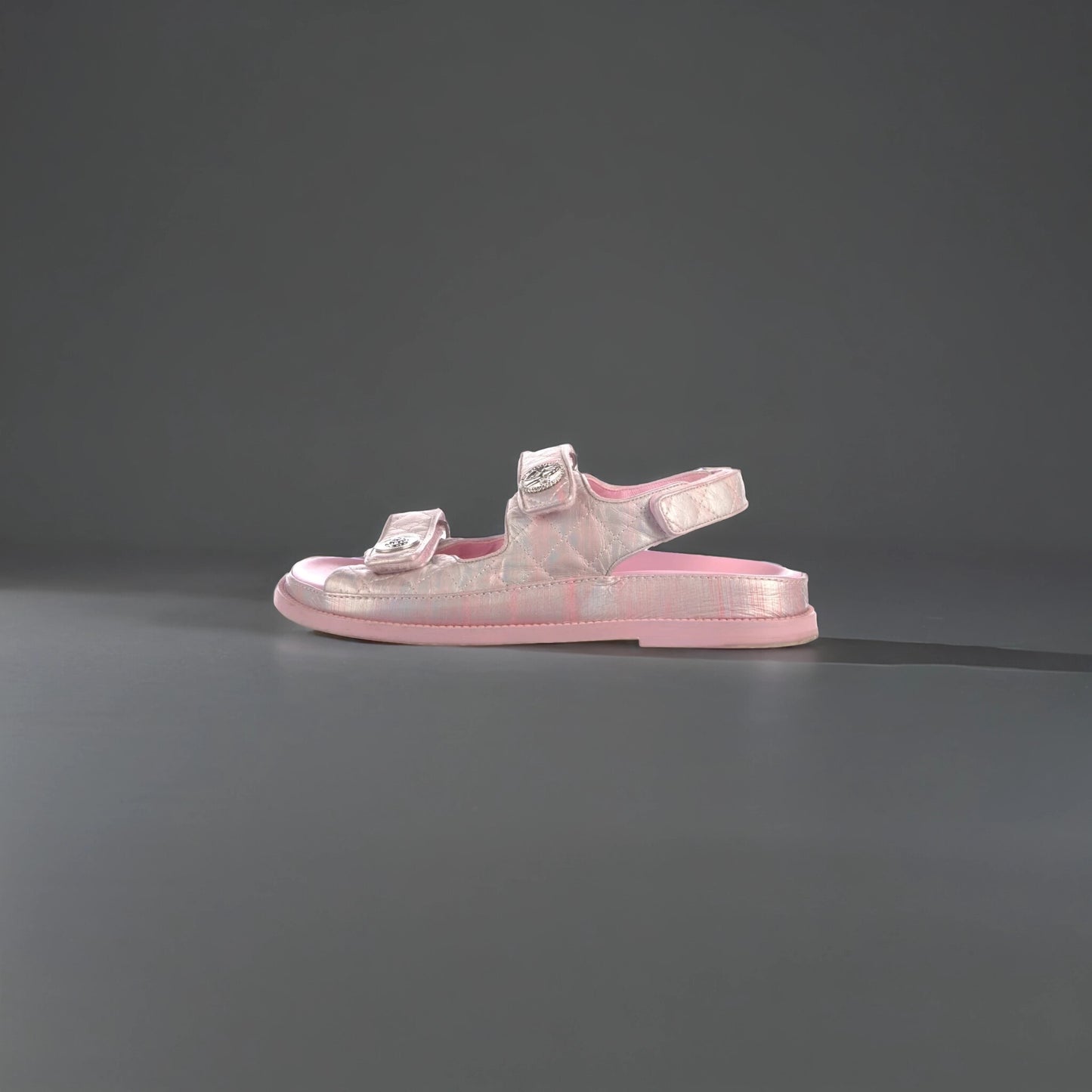 Interlocking CC Logo Leather T-Strap Sandals