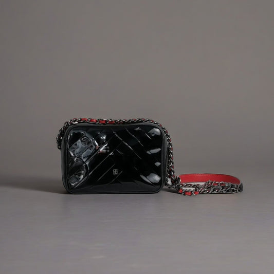 Patent Quilted Tassel Camera Case Black
