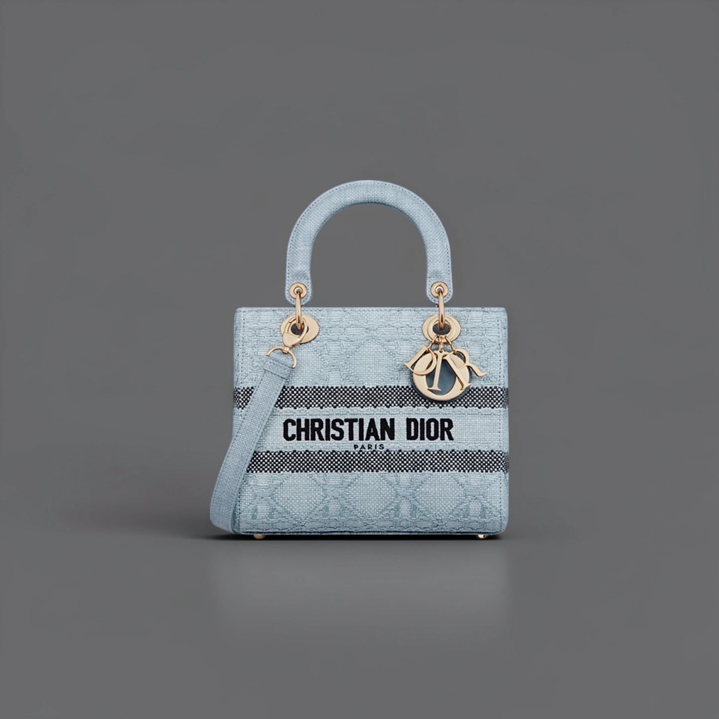 Lady Dior Light Raffia Blue Black Champagne Ladies