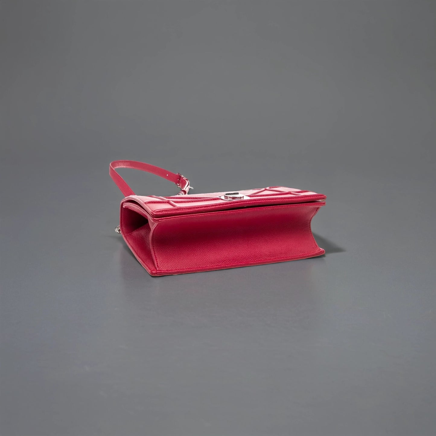 Grained Calfskin Medium Diorama Flap Bag Red