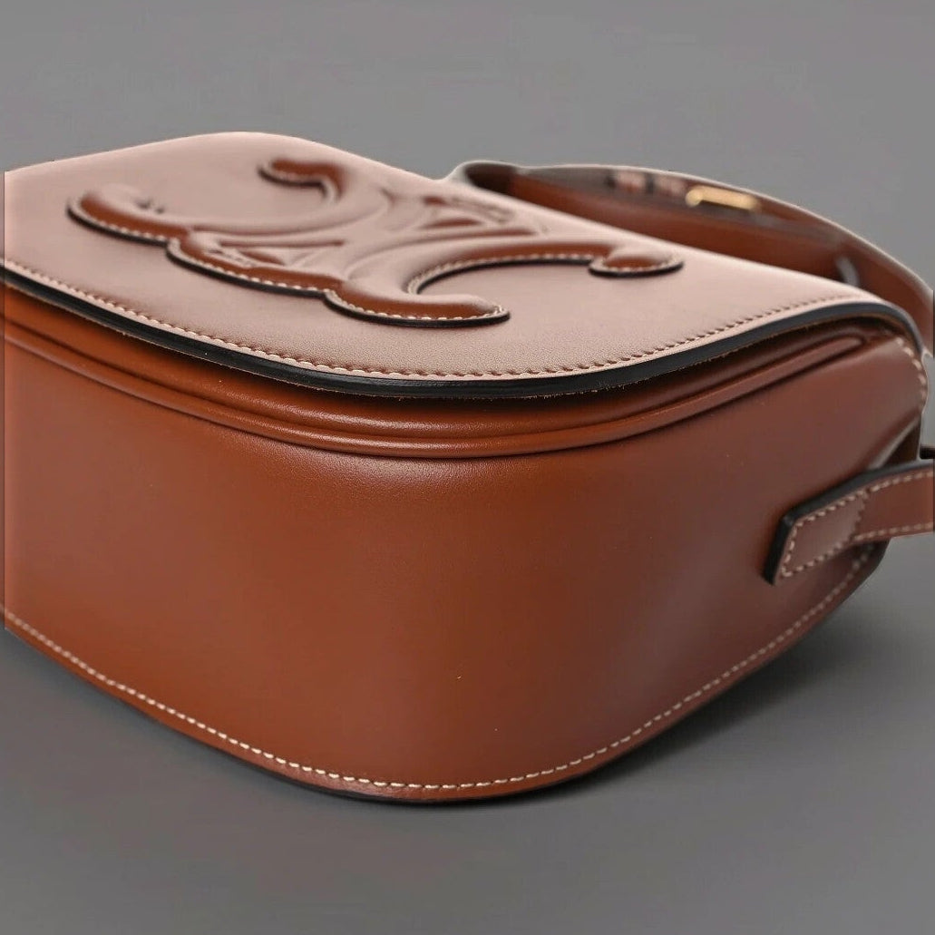 Smooth Calfskin Cuir Triomphe Folco Crossbody Bag Tan