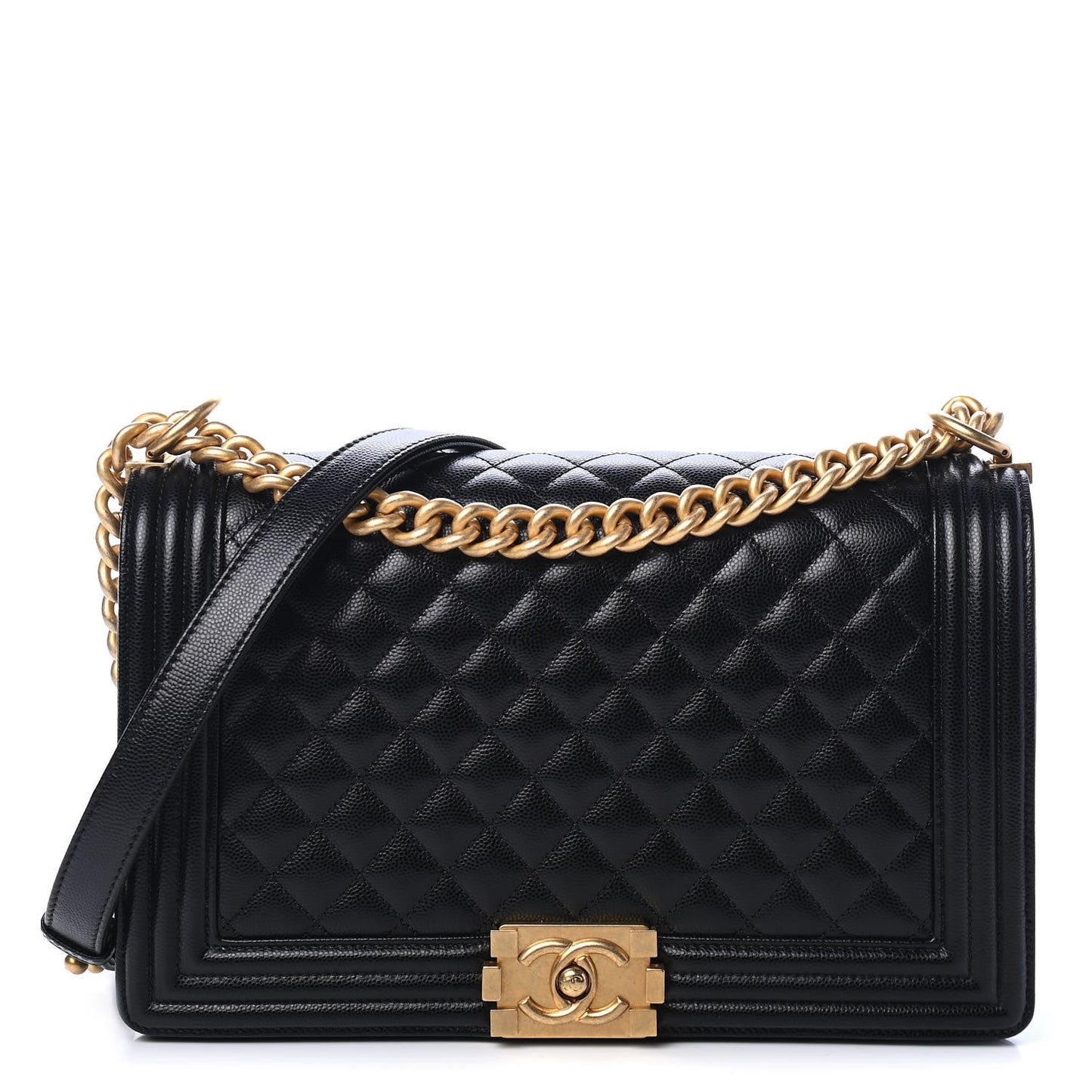 Caviar Quilted Medium Boy Flap Black