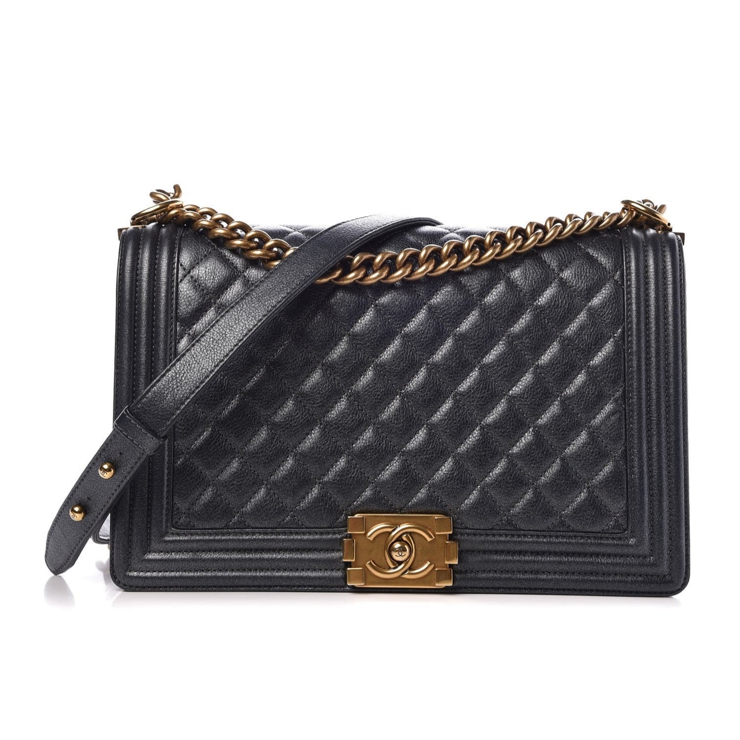 Pearl Caviar Quilted New Medium Boy Flap Charcoal