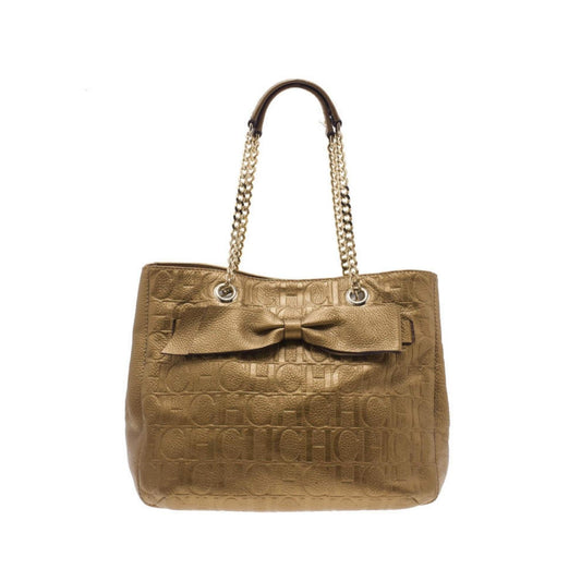 Gold Monogram Leather Audrey Tote Bag
