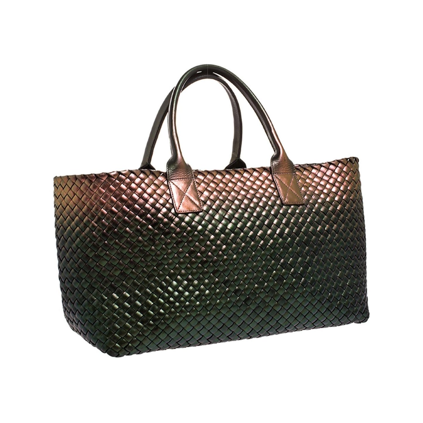 Holographic Intrecciato Leather Medium Cabat Tote