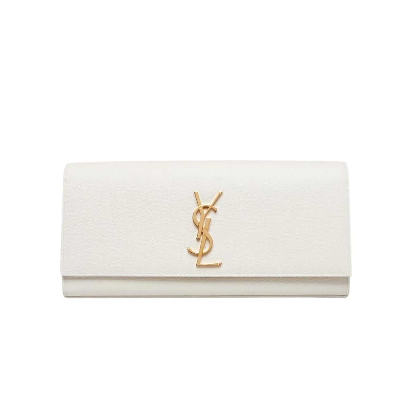 White Pebbled Leather Cassandre Clutch Bag