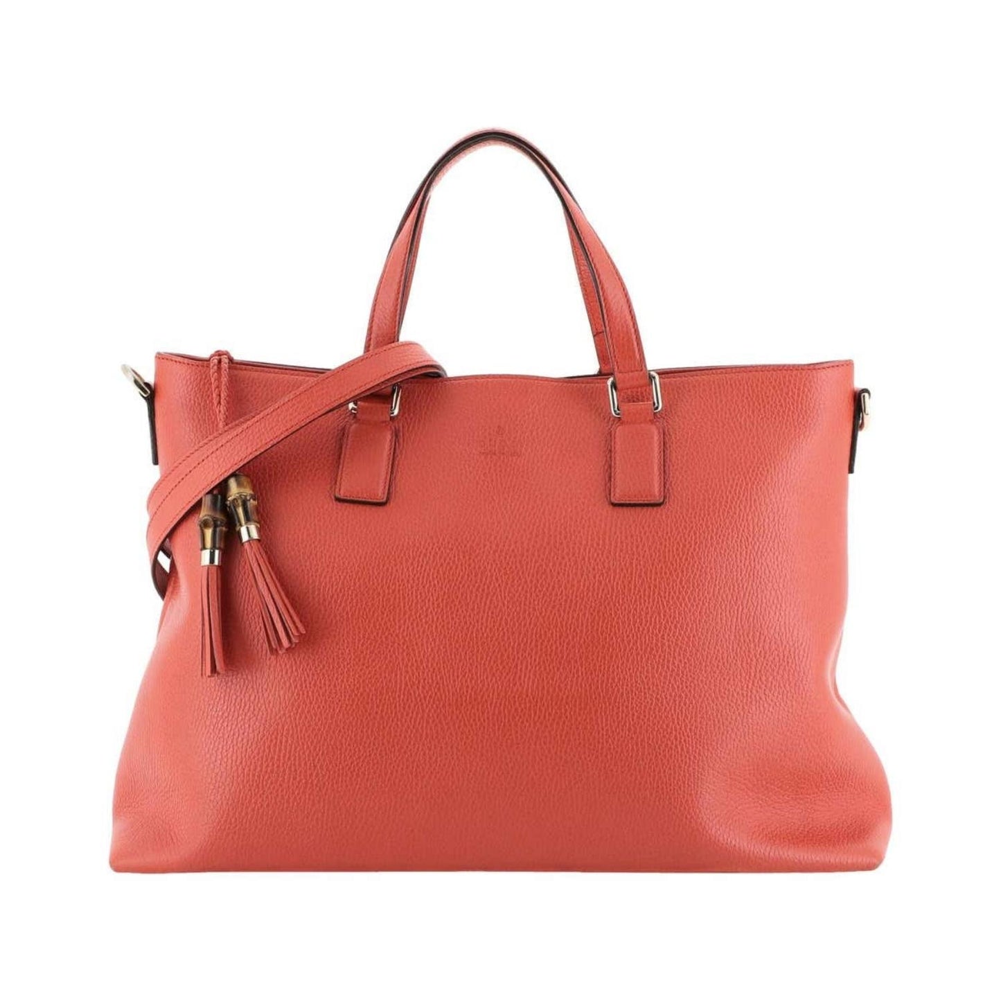 Bamboo Tassel Convertible Zip Tote Leather Large